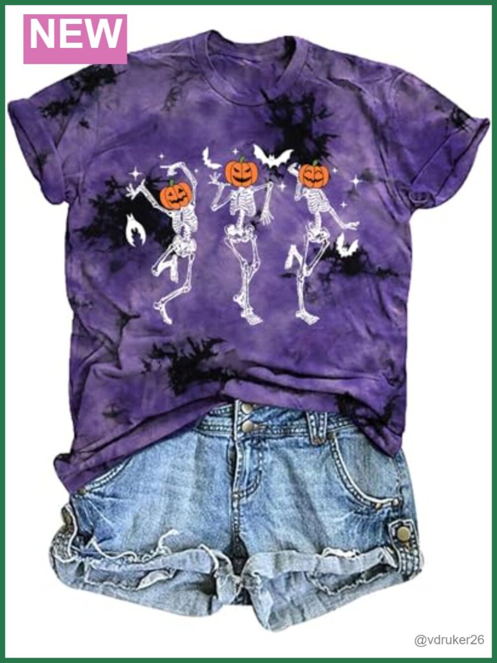 Dancing Skeleton Halloween T-Shirt Women Short Sleeve Funny Graphic Tee